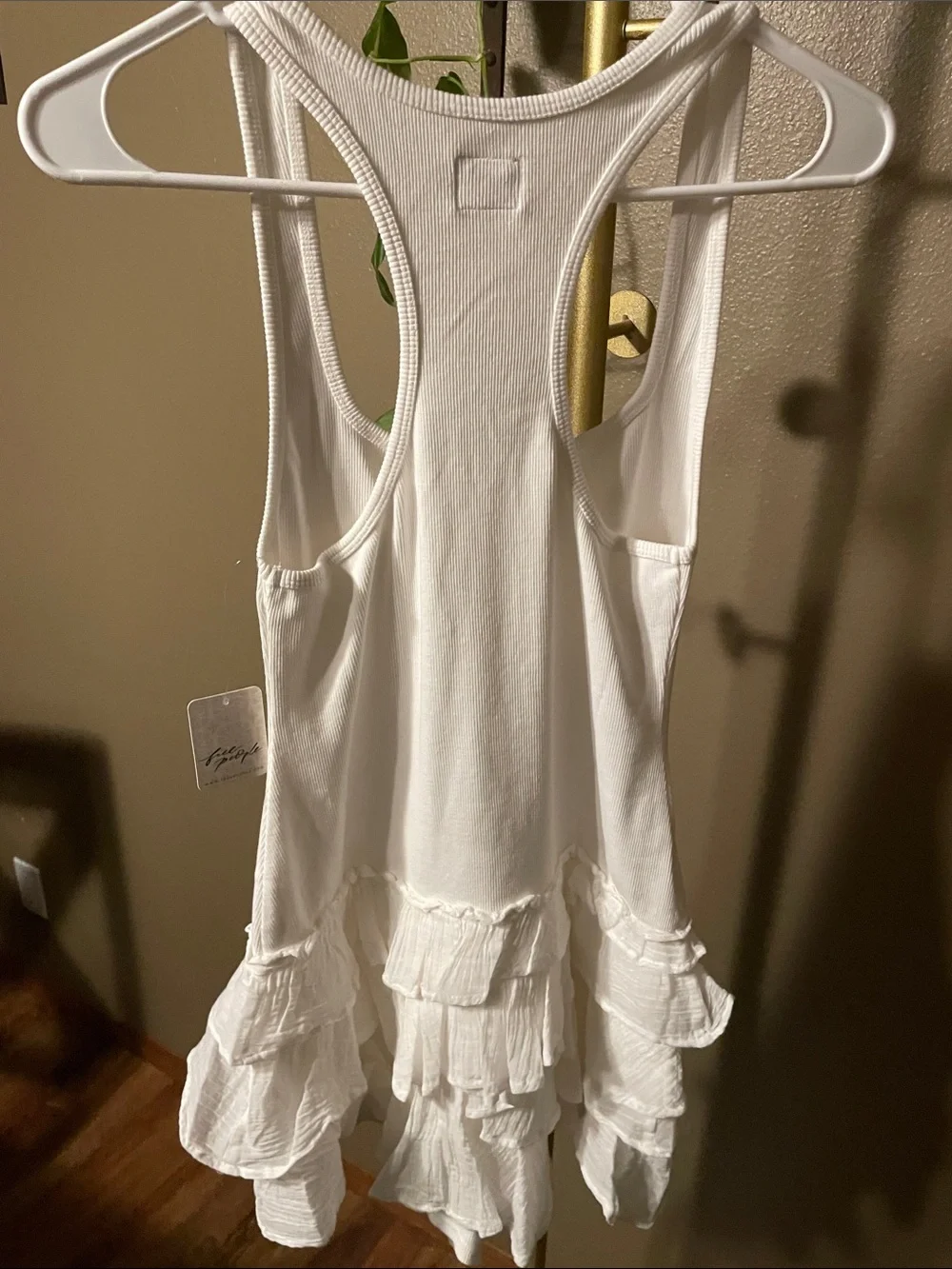 NWT Free People White Ruffle-Hem Tank Romper